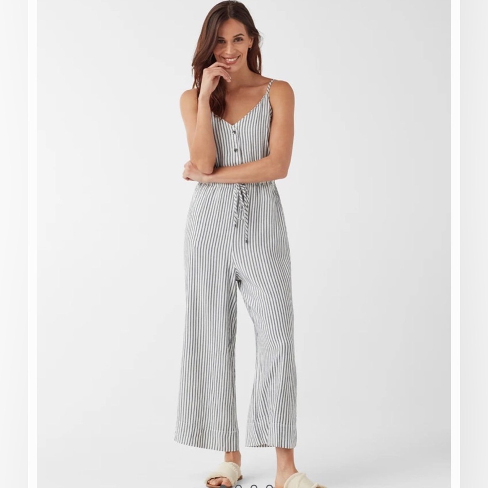 Splendid Black and White Striped Jumpsuit